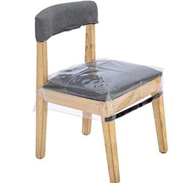 wokire 4 Pack Plastic Seat Covers for Dining Room Chairs Cover, Clear PVC Waterproof Protector Slipcovers with Adjustable Belt Strap, Fit Most 18-21 inch Seat