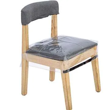 wokire 4 Pack Plastic Seat Covers for Dining Room Chairs Cover, Clear PVC Waterproof Protector Slipcovers with Adjustable Belt Strap, Fit Most 18-21 inch Seat