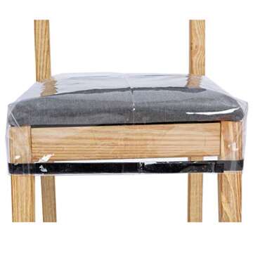 wokire 4 Pack Plastic Seat Covers for Dining Room Chairs Cover, Clear PVC Waterproof Protector Slipcovers with Adjustable Belt Strap, Fit Most 18-21 inch Seat