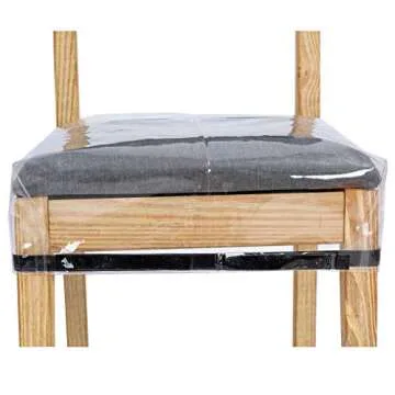 wokire 4 Pack Plastic Seat Covers for Dining Room Chairs Cover, Clear PVC Waterproof Protector Slipcovers with Adjustable Belt Strap, Fit Most 18-21 inch Seat