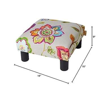 Jennifer Taylor Home Jules Collection Contemporary Nailhead Trim Accent Ottoman Bench, Multicolor/Floral Print