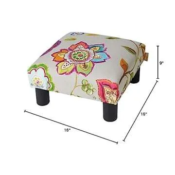 Jennifer Taylor Home Jules Collection Contemporary Nailhead Trim Accent Ottoman Bench, Multicolor/Floral Print