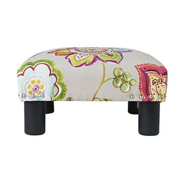 Jennifer Taylor Home Jules Collection Contemporary Nailhead Trim Accent Ottoman Bench, Multicolor/Floral Print