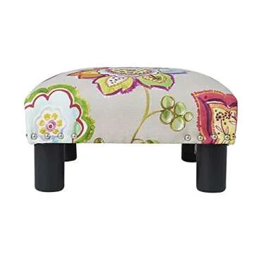Jennifer Taylor Home Jules Collection Contemporary Nailhead Trim Accent Ottoman Bench, Multicolor/Floral Print