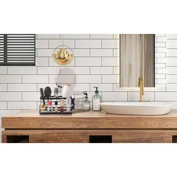 VITVITI Metal Hair Tool Organizer Wall Mounted, Hair Dryer Holder Basket Storage, Bathroom Sink Organizer Countertop for Vanity Makeup Brush/Hair Straightener/Styling Tools, Matte Black, Stand