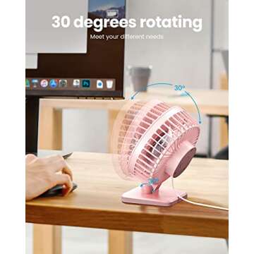 Gaiatop USB Desk Fan, Small But Powerful, Personal Portable Quiet 3 Speeds, Adjustment Mini Table Desktop for Better Cooling Home Office Car Indoor Outdoor Pink