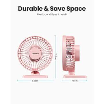 Gaiatop USB Desk Fan, Small But Powerful, Personal Portable Quiet 3 Speeds, Adjustment Mini Table Desktop for Better Cooling Home Office Car Indoor Outdoor Pink