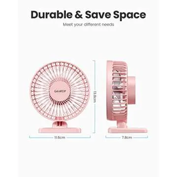 Gaiatop USB Desk Fan, Small But Powerful, Personal Portable Quiet 3 Speeds, Adjustment Mini Table Desktop for Better Cooling Home Office Car Indoor Outdoor Pink