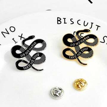 JaneDream Women Bohemian Snake Enamel Brooch Animal Banquet Badge Pins Buckle Badge Backpack Bag Pins Punk Gold