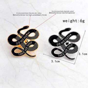 JaneDream Women Bohemian Snake Enamel Brooch Animal Banquet Badge Pins Buckle Badge Backpack Bag Pins Punk Gold