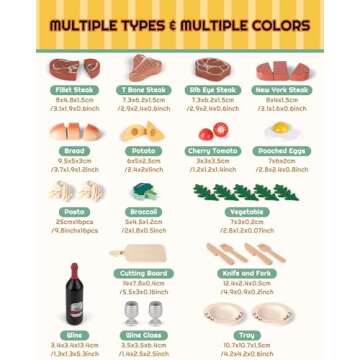 Wooden Play Food Set for Toddlers - Safe & Fun Kitchen Toys