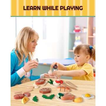 Wooden Play Food Set for Toddlers - Safe & Fun Kitchen Toys