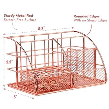 Khnum Rose Gold Desk Supplies Organizer for Elegant Offices