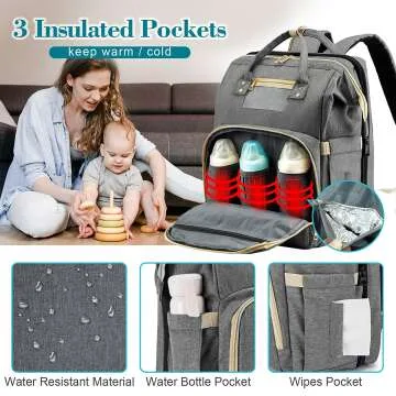 3 in 1 Diaper Bag Backpack with Changing Station