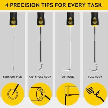 FJCTER Precision Hook and Pick Set - 4 Piece Automotive Tools for Precision Work
