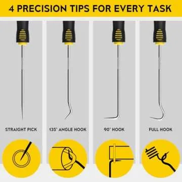 FJCTER Precision Hook and Pick Set - 4 Piece Automotive Tools for Precision Work