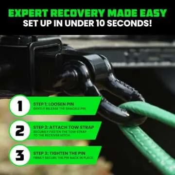 Rhino USA Recovery Gear Combo - 30' Strap + Shackle Hitch