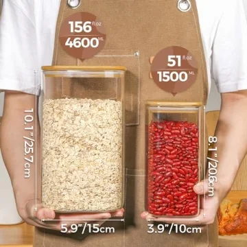 ComSaf Glass Pantry Containers with Bamboo Lids
