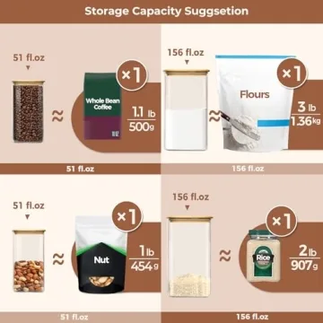 ComSaf Glass Pantry Containers with Bamboo Lids