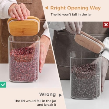 ComSaf Glass Pantry Containers with Bamboo Lids