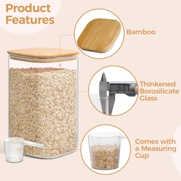 ComSaf Glass Pantry Containers with Bamboo Lids