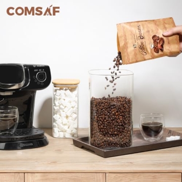 ComSaf Glass Pantry Containers with Bamboo Lids