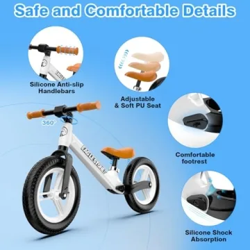 EagleStone Toddler Balance Bike with Colorful Lighting for Kids
