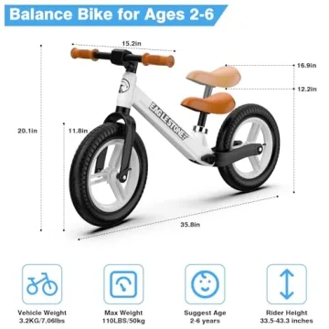 EagleStone Toddler Balance Bike with Colorful Lighting for Kids