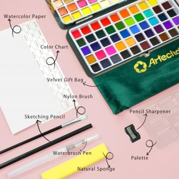 Artecho 100 Color Watercolor Paint Set in Portable Box