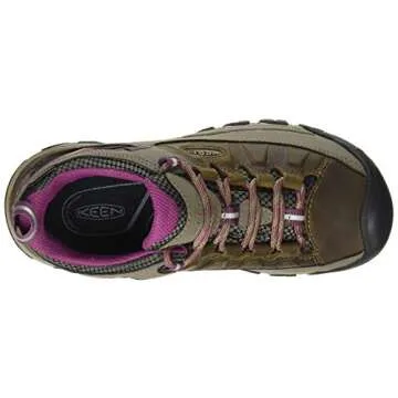 KEEN Women's Targhee 3 Low Height Waterproof Hiking Shoes, Weiss/Boysenberry, 9