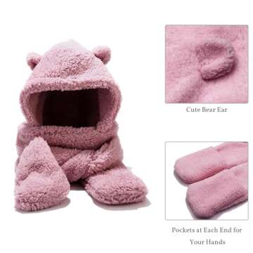 Umeepar 3-in-1 Winter Bear Hood and Scarf for All