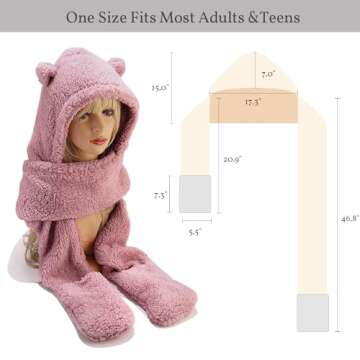 Umeepar 3-in-1 Winter Bear Hood and Scarf for All