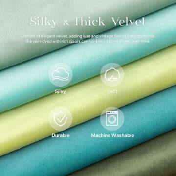 Phantoscope Pack of 2 Fall Velvet Decorative Throw Decorative Pillow Cover Soft Solid Square Cushion Case for Couch Green 18 x 18 inches 45 x 45 cm