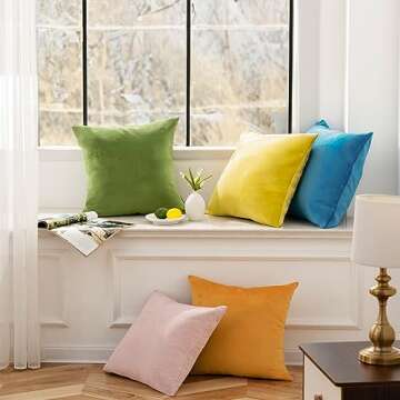 Phantoscope Pack of 2 Fall Velvet Decorative Throw Decorative Pillow Cover Soft Solid Square Cushion Case for Couch Green 18 x 18 inches 45 x 45 cm