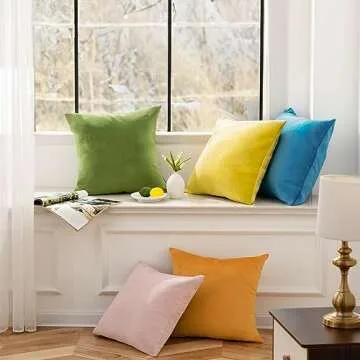 Phantoscope Pack of 2 Fall Velvet Decorative Throw Decorative Pillow Cover Soft Solid Square Cushion Case for Couch Green 18 x 18 inches 45 x 45 cm