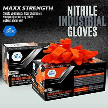 MED PRIDE Maxx Strength Nitrile Industrial 8 Mil Thick 100 Gloves/Large - Diamond Texture Disposable...