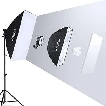 Andoer Photography Studio Softbox Lighting Kit and 6.5ftx10ft(2X3Meters) Background Support System Including 3pcs Backdrops(Black/White/Green) Screen for Photo, Video, Portrait and Live