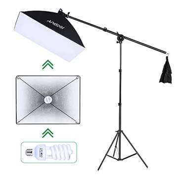 Andoer Photography Studio Softbox Lighting Kit and 6.5ftx10ft(2X3Meters) Background Support System Including 3pcs Backdrops(Black/White/Green) Screen for Photo, Video, Portrait and Live