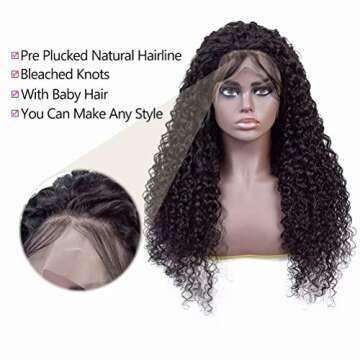 Great Grace 360 Curly Lace Front Wigs Human Hair Pre Plucked Brazilian Kinky Curly Lace Frontal Wig with Baby Hair 150% Density Remy Hair Wigs for Black Women (20 inch, Lace Front Wig)