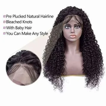 Great Grace 360 Curly Lace Front Wigs Human Hair Pre Plucked Brazilian Kinky Curly Lace Frontal Wig with Baby Hair 150% Density Remy Hair Wigs for Black Women (20 inch, Lace Front Wig)