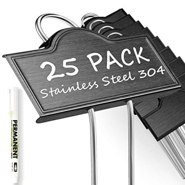 Weatherproof Stainless Steel Plant Markers 25 Pack for Gardens