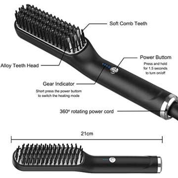 3-in-1 Beard Straightener Comb for Effortless Grooming