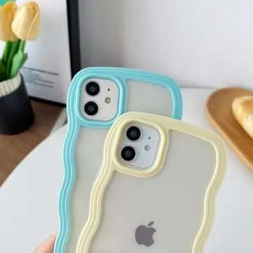 Caseative for iPhone 11 Case,Cute Curly Wave Frame Shape Shockproof Soft Phone Case (White)