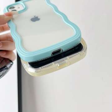 Caseative for iPhone 11 Case,Cute Curly Wave Frame Shape Shockproof Soft Phone Case (White)