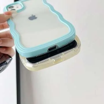 Caseative for iPhone 11 Case,Cute Curly Wave Frame Shape Shockproof Soft Phone Case (White)