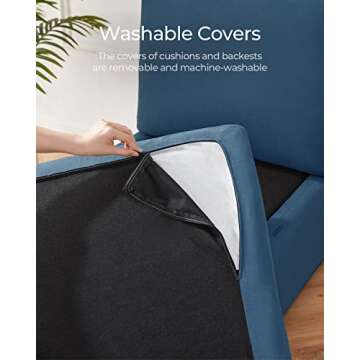 LINSY HOME Modular Sectional Sofa with Storage, Washable Sectional Couch, Covers Changeable, Single Couch Modular Chair to Extend Your Sofa, Blue