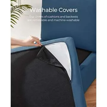 LINSY HOME Modular Sectional Sofa with Storage, Washable Sectional Couch, Covers Changeable, Single Couch Modular Chair to Extend Your Sofa, Blue