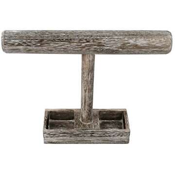 MOOCA Bracelet Bangle Holder, Table Top Necklace Wooden Jewelry Display Stand Storage Tray for Home Organization, 11 3/4" W x 2 3/4" D x 9 3/4" H, Coffee