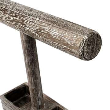 MOOCA Bracelet Bangle Holder, Table Top Necklace Wooden Jewelry Display Stand Storage Tray for Home Organization, 11 3/4" W x 2 3/4" D x 9 3/4" H, Coffee