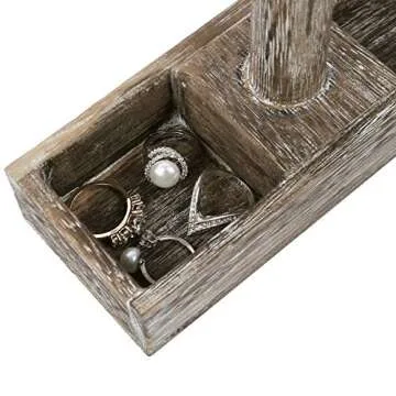 MOOCA Bracelet Bangle Holder, Table Top Necklace Wooden Jewelry Display Stand Storage Tray for Home Organization, 11 3/4" W x 2 3/4" D x 9 3/4" H, Coffee